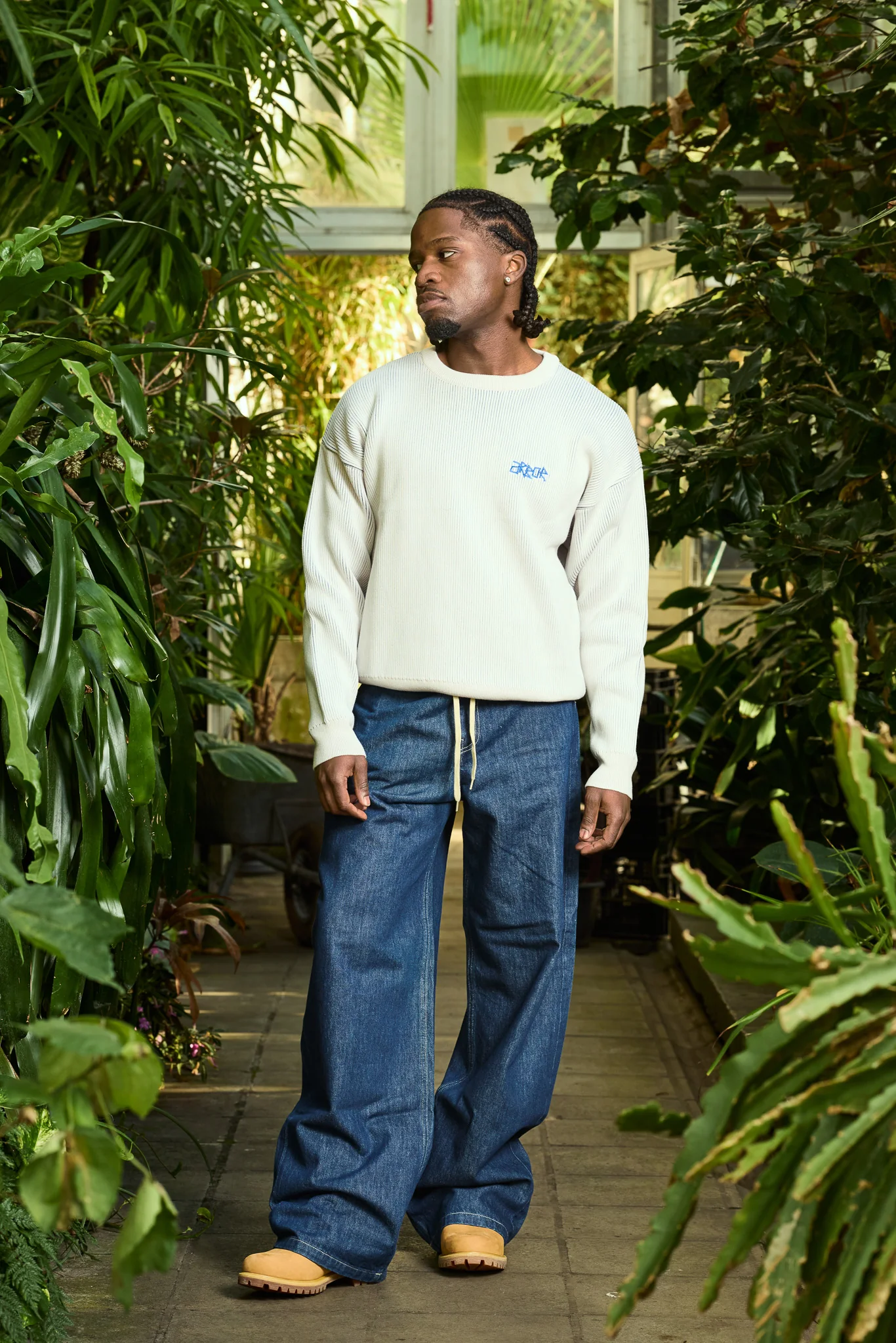 Ribbed Flower Knit Beige - Image 5